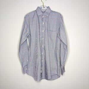 Peter Millar Multicolor Gingham Cotton Shirt Long Sleeve Button Down Size M